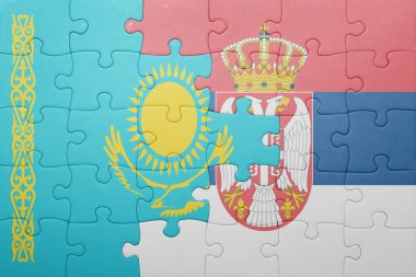 Kazakistan ve Sırbistan ulusal bayrak ile bulmaca. kavramı