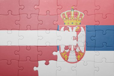 Letonya ve Sırbistan ulusal bayrak ile bulmaca. kavramı