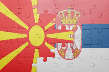 Makedonya ve Sırbistan ulusal bayrak ile bulmaca. kavramı