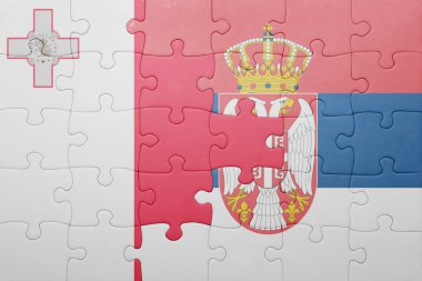 malta ve Sırbistan ulusal bayrak ile bulmaca. kavramı
