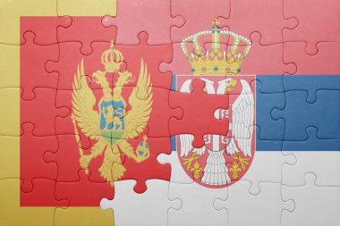 Karadağ ve Sırbistan ulusal bayrak ile bulmaca. kavramı