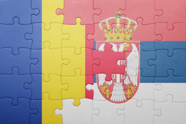 Romanya ve Sırbistan ulusal bayrak ile bulmaca. kavramı