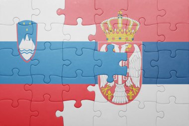 Sırbistan ve Slovenya ulusal bayrak ile bulmaca. kavramı