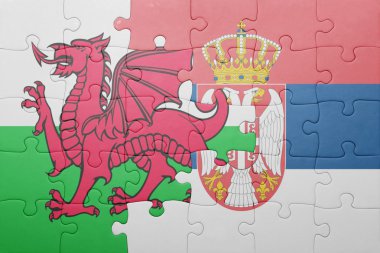 Galler ve Sırbistan ulusal bayrak ile bulmaca. kavramı