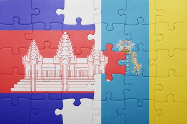 Kanarya Adaları ve Kamboçya Ulusal bayrak ile bulmaca