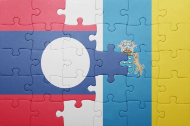 Kanarya Adaları ve laos ulusal bayrak ile bulmaca