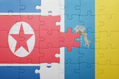 Kanarya Adaları ve Kuzey Kore ulusal bayrak ile bulmaca