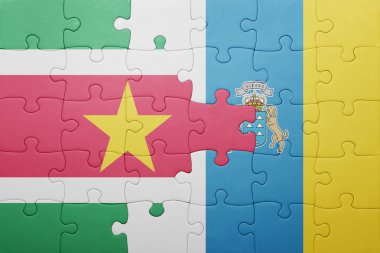 Kanarya Adaları ve Surinam ulusal bayrak ile bulmaca