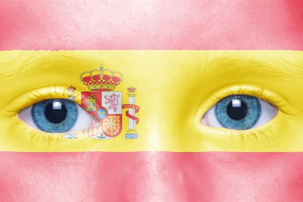 Cara de niño con bandera de España — Foto de Stock