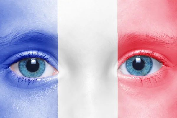 Cara de niño con bandera francesa — Foto de Stock