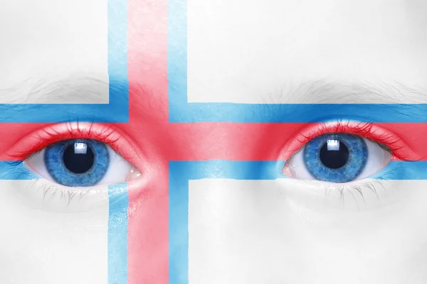 Human's face with faroe islands flag — Stock Photo, Image