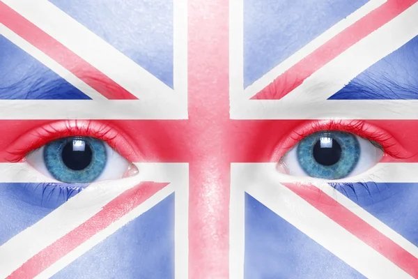 Human 's face with british flag — стоковое фото