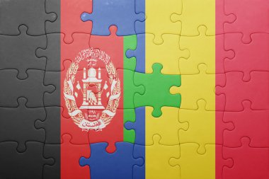 Afganistan ve Romanya ulusal bayrak ile bulmaca 