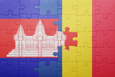 Kamboçya ve Romanya ulusal bayrak ile bulmaca 