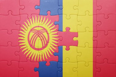Kırgızistan ve Romanya ulusal bayrak ile bulmaca 