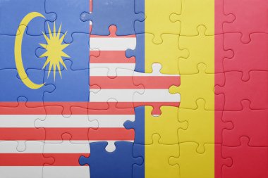 Malezya ve Romanya ulusal bayrak ile bulmaca 