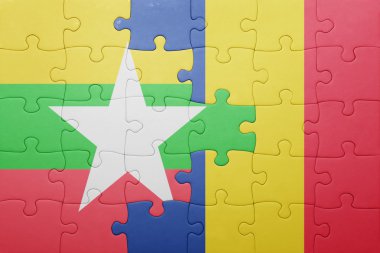 myanmar ve Romanya ulusal bayrak ile bulmaca 