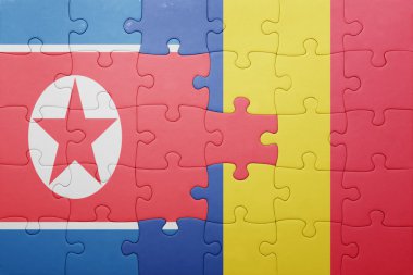 Kuzey Kore ve Romanya ulusal bayrak ile bulmaca 