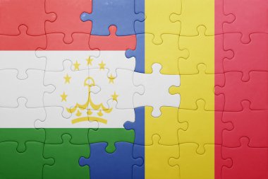 Tacikistan ve Romanya ulusal bayrak ile bulmaca 