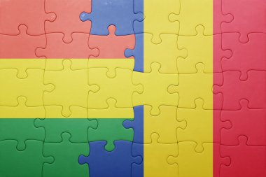 Bolivya ve Romanya ulusal bayrak ile bulmaca 