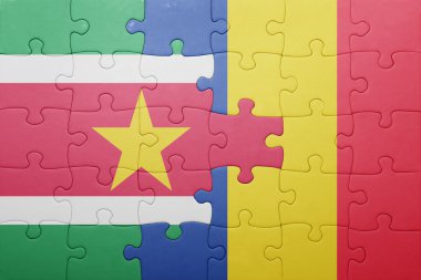 Surinam ve Romanya ulusal bayrak ile bulmaca 