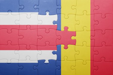 Kosta Rika ve Romanya ulusal bayrak ile bulmaca 