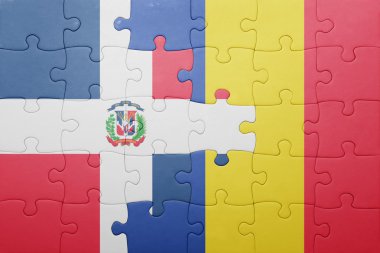 Dominik Cumhuriyeti ve Romanya ulusal bayrak ile bulmaca 