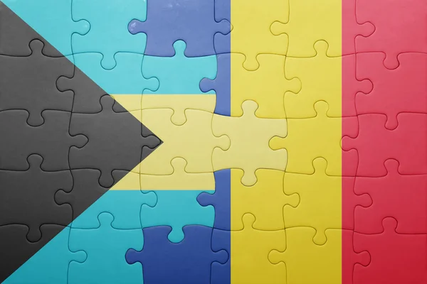 Puzzel met de nationale vlag van de bahamas en Roemenië — Stockfoto