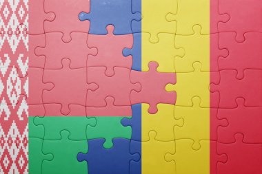 Beyaz Rusya ve Romanya ulusal bayrak ile bulmaca 