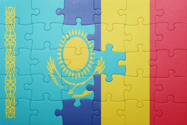 Kazakistan ve Romanya ulusal bayrak ile bulmaca 