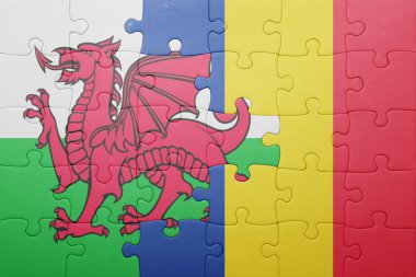 Galler ve Romanya ulusal bayrak ile bulmaca 