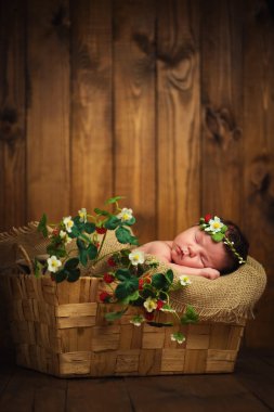 Yeni doğan bebek kız tatlı rüyalar çilek vardır.