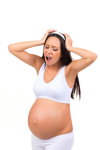 Headache in pregnant women. Last trimester of pregnancy — Stock Photo, Image