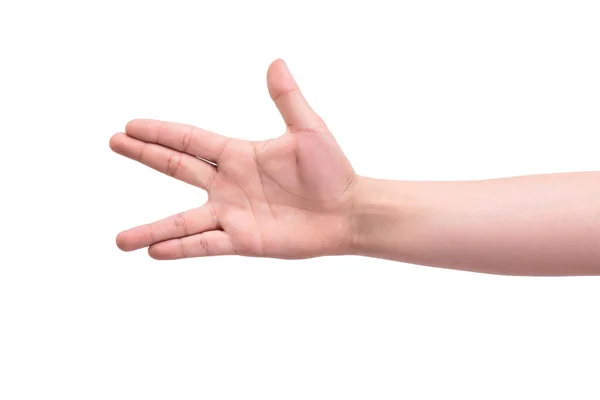 Χειρονομίες Χέρι Ενός Ανθρώπου Δείχνει Πέντε Δάχτυλα — Φωτογραφία Αρχείου