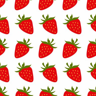 Çilek pürüzsüz desen. Taze meyve kırmızı çilek vektörüyle tekrarla