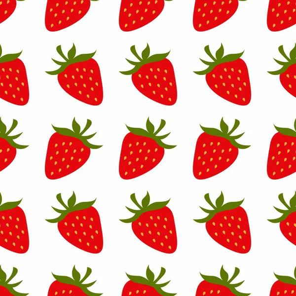 Çilek pürüzsüz desen. Taze meyve kırmızı çilek vektörüyle tekrarla