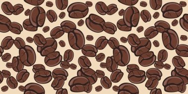 Kahve çekirdekleri kusursuz desenli vektör tasarımı. Kahve Arkaplan Vektörü