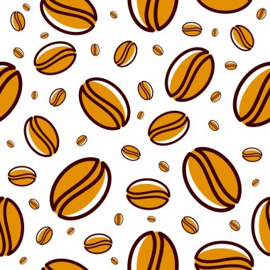 Kusursuz Desen Tasarım Vektörlü Kahve Fasulyeleri
