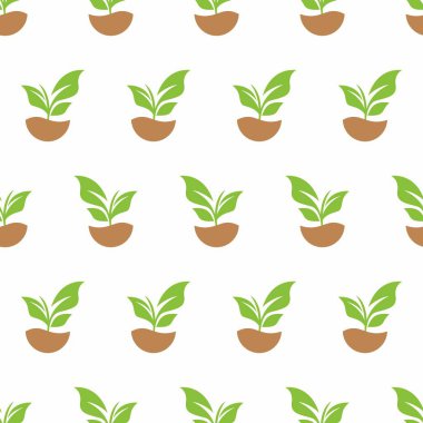 Bitki filizi ile kusursuz desen. Bahçe arka plan vektörü