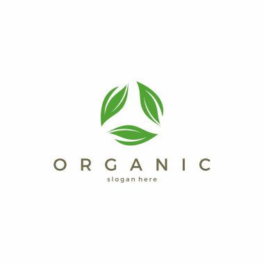 Üç Yaprak logosu tasarımı. Doğa Simgesi Vektör İllüstrasyonu