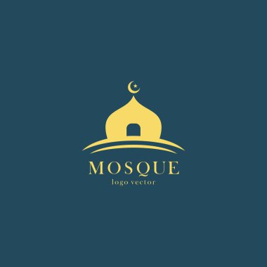 Cami logosu tasarımı, İslami logo şablonu, Vektör illüstrasyonu