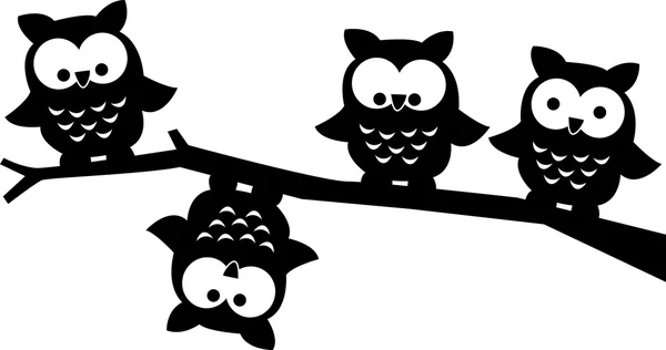 Four sweet owls, be different — Stock Vector