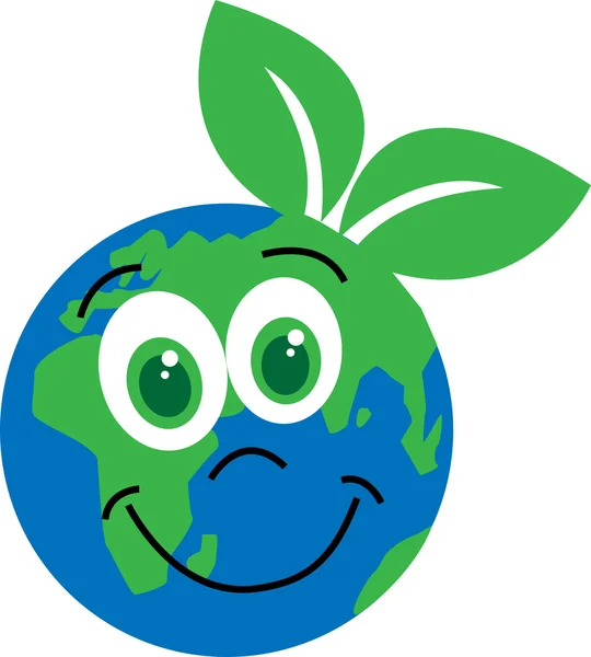 Boldog zöld bolygó environ — Stock Vector