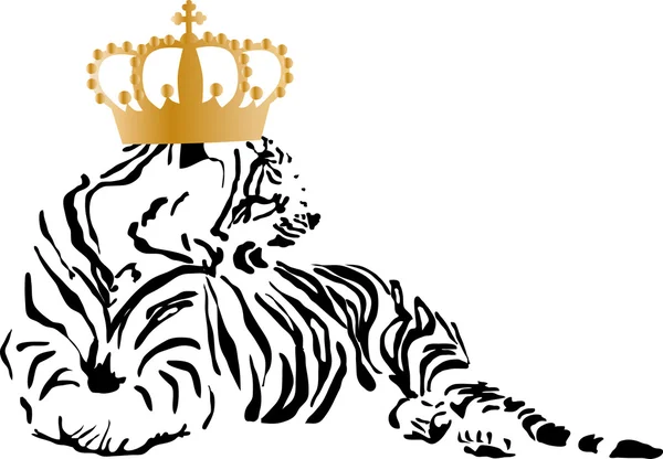 Una tigre con una corona d'oro — Vettoriale Stock