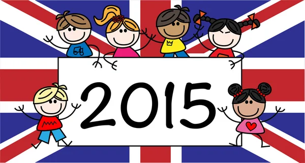 Drapeau britannique heureux nouvelle année 2015 — Image vectorielle