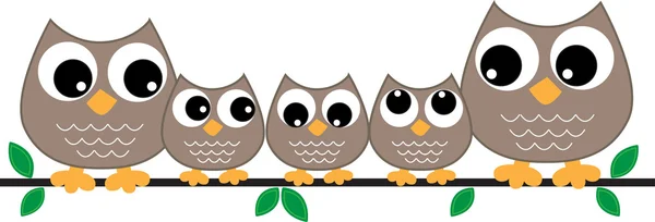 A sweet owl family header or banner — Stock Vector
