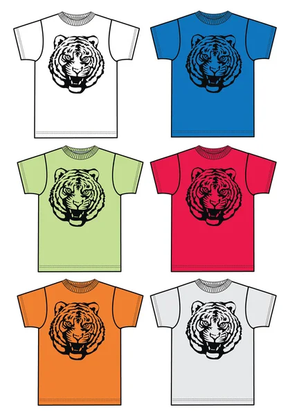 Top tee garment print tiger fashion industry — Stock Vector