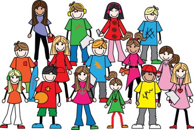 mixed ethnic young people teens clipart