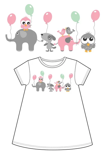 Kleid top T-Shirt Kinder Modebranche — Stockvektor