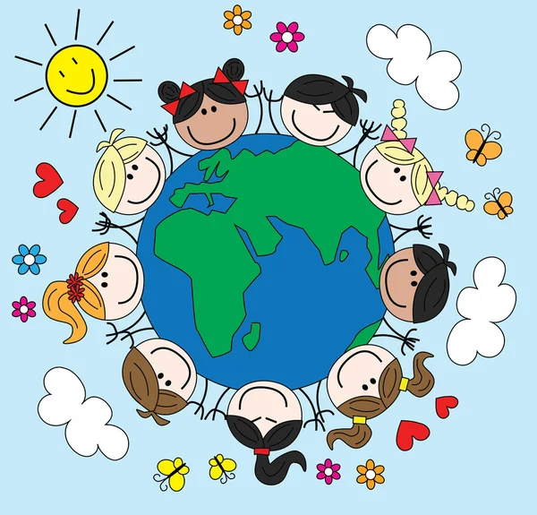 Mixed ethnic children around the world — Stock Vector